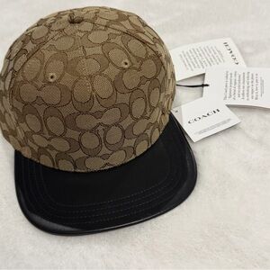 Coach Brown and Black Signature Cap
